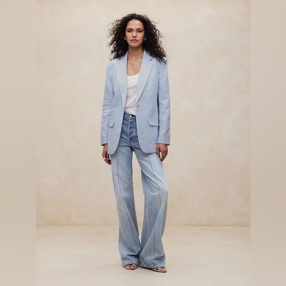 Banana Republic Lina Relaxed Linen Blazer Size 16 - Picture 1 of 10